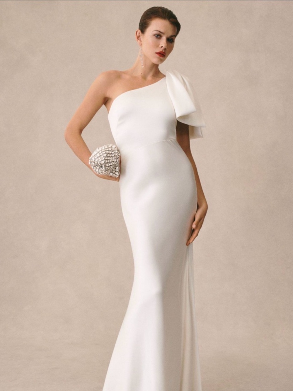 Sachin & Babi Aubrey One-Shoulder Column Gown NWT size 6 White.